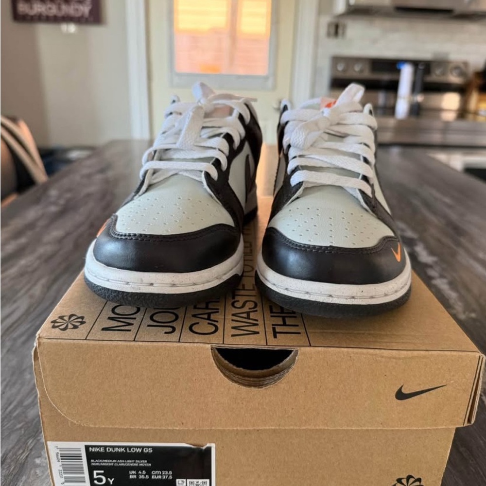 Nike Dunk Low GS Sneakers - Black, Gray, and Orange